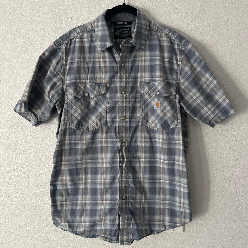 Carhartt Gray Plaid Pearlsnap Shirt
